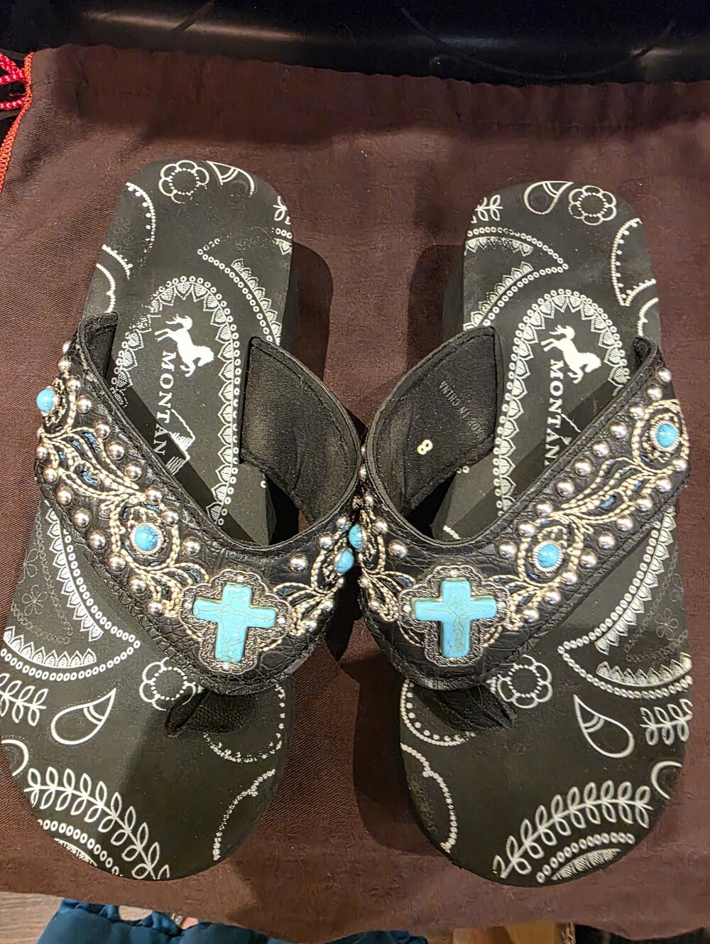 Montana West Wedge Flip Flop Thong Sandals Size 8